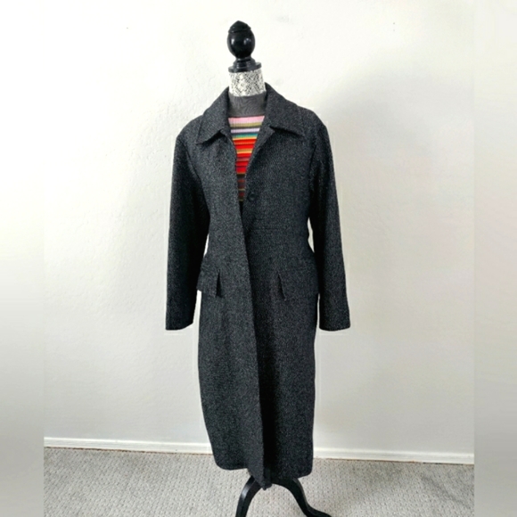 COS Black Belted Wool Coat Long Oversized Size 6 - Picture 5 of 7